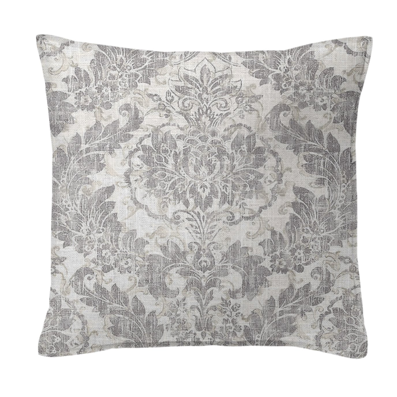 Damaskus Linen Graphite Decorative Pillow - Size 24" Square