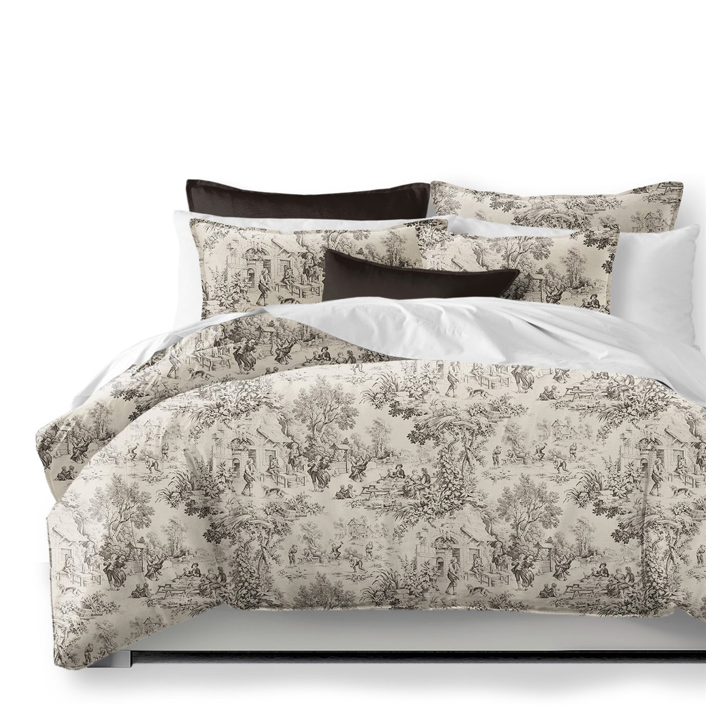 Maison Toile Sepia Comforter and Pillow Sham(s) Set - Size Queen