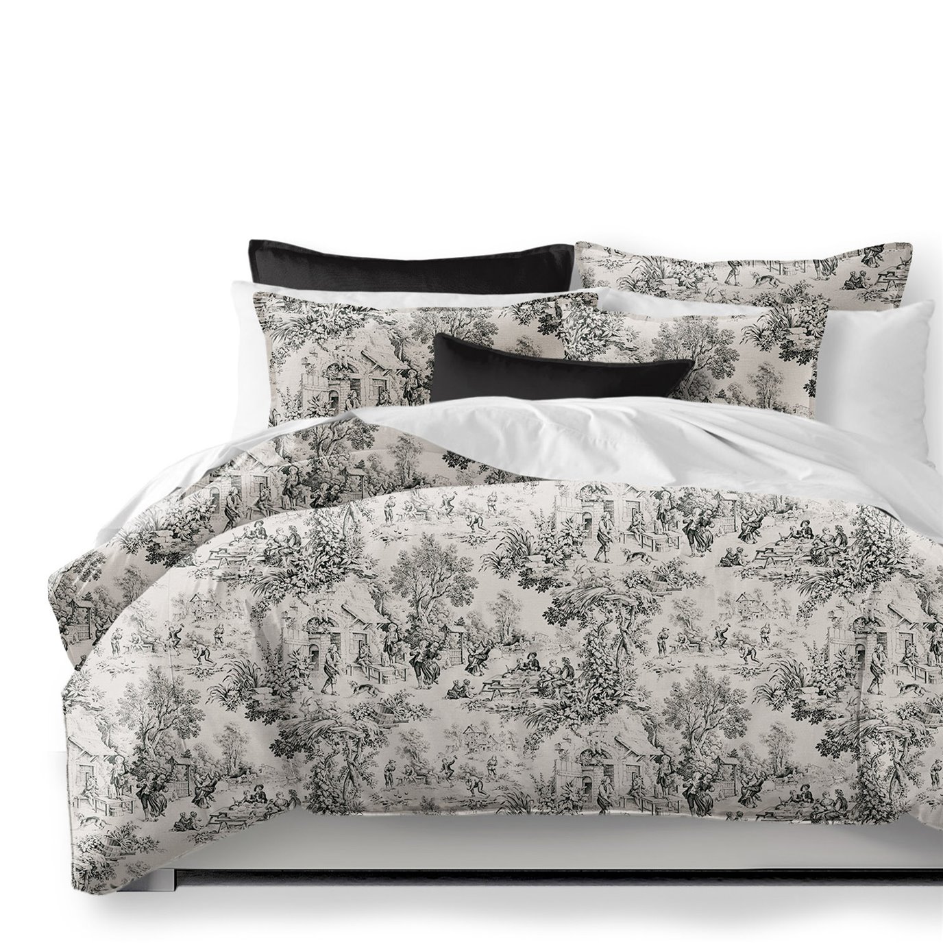 Maison Toile Black Comforter and Pillow Sham(s) Set - Size Super Queen