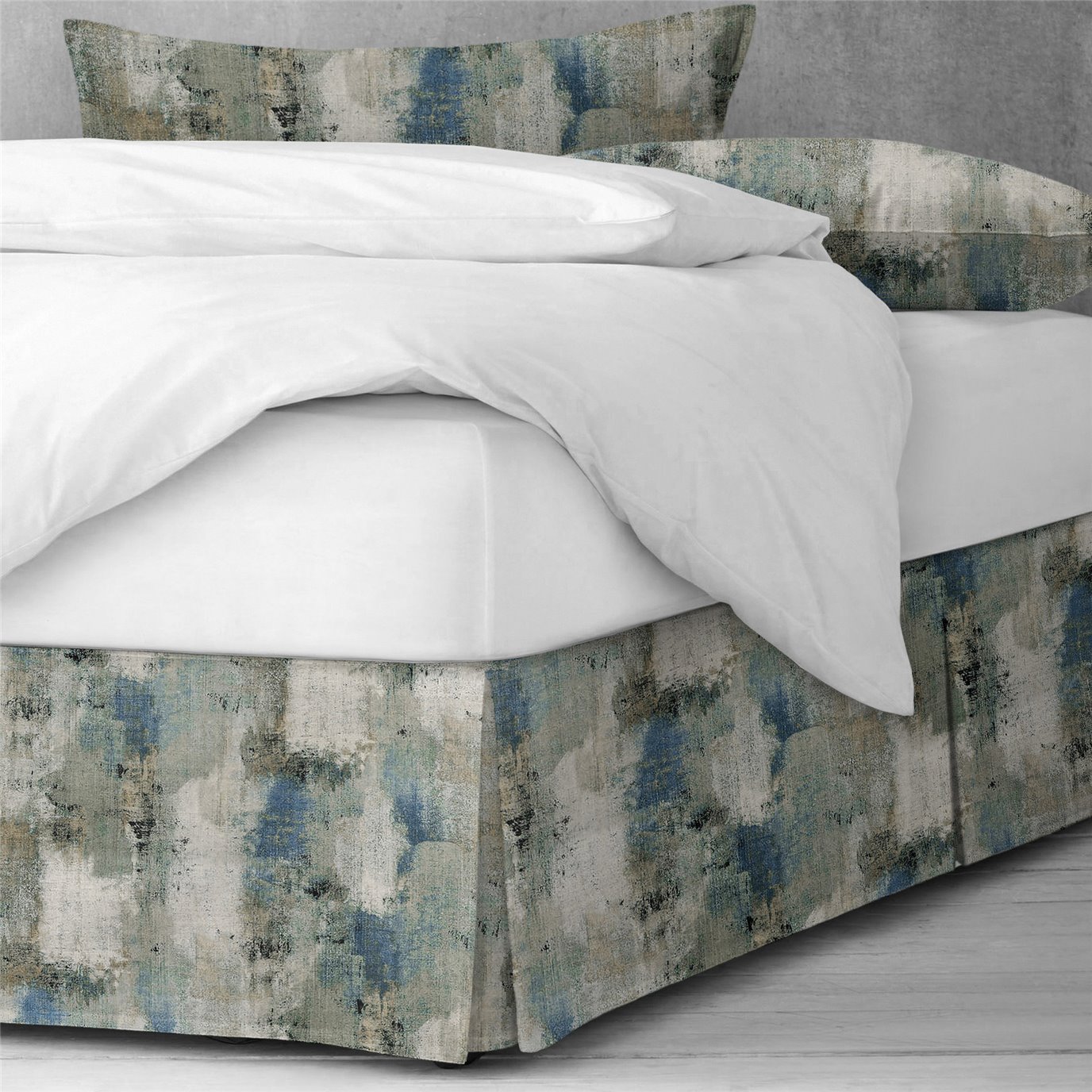 Thiago Linen Dark Denim Blue Platform Bed Skirt Size King 15 Drop by 6ix Tailors Fine Linens PC Fallon