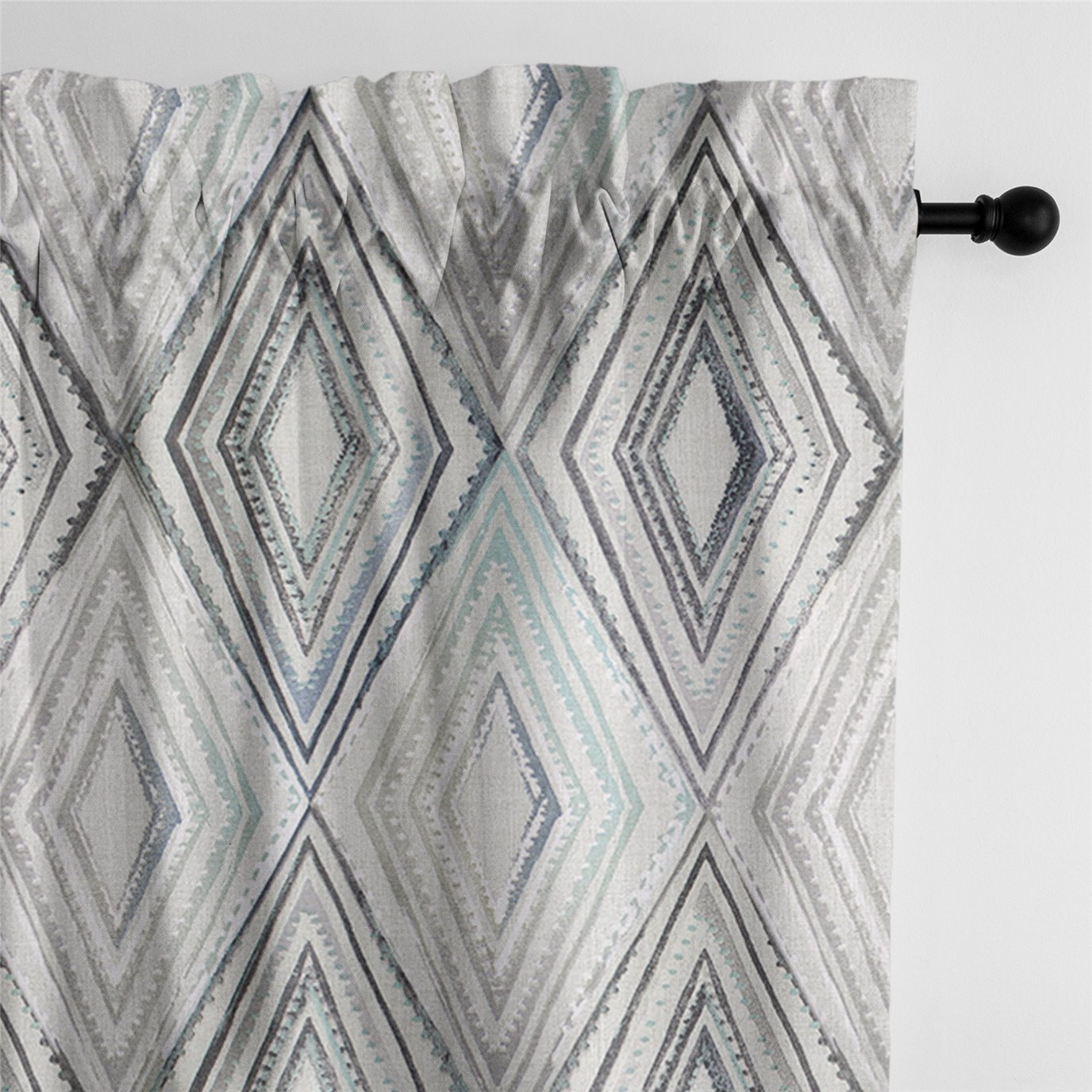 Sloane Seabreeze/Ivory Pole Top Drapery Panel - Pair - Size 50"x132"