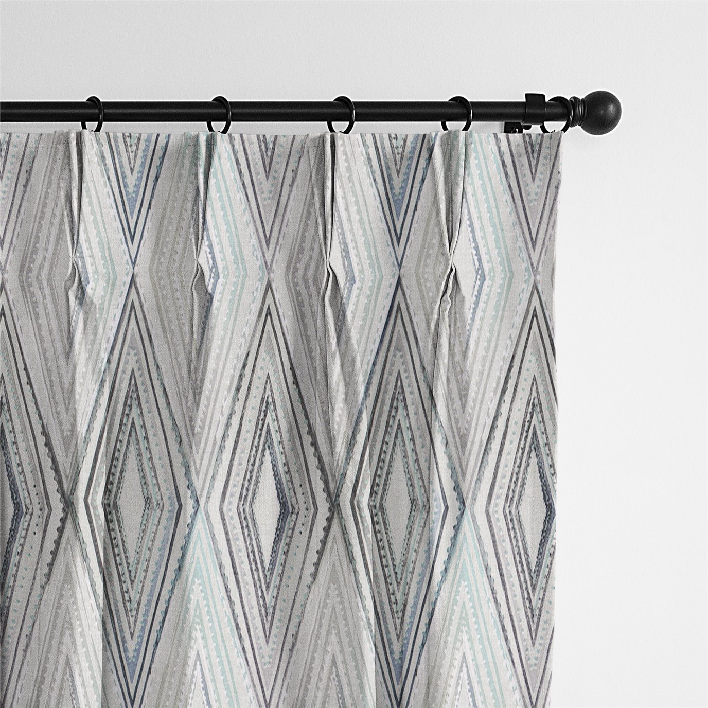 Sloane Seabreeze/Ivory Pinch Pleat Drapery Panel - Pair - Size 20"x84"