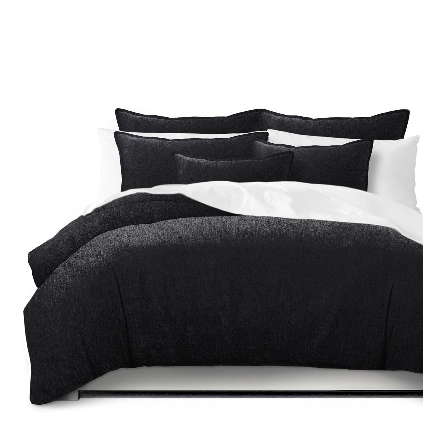 Juno Velvet Black Coverlet and Pillow Sham(s) Set - Size Full