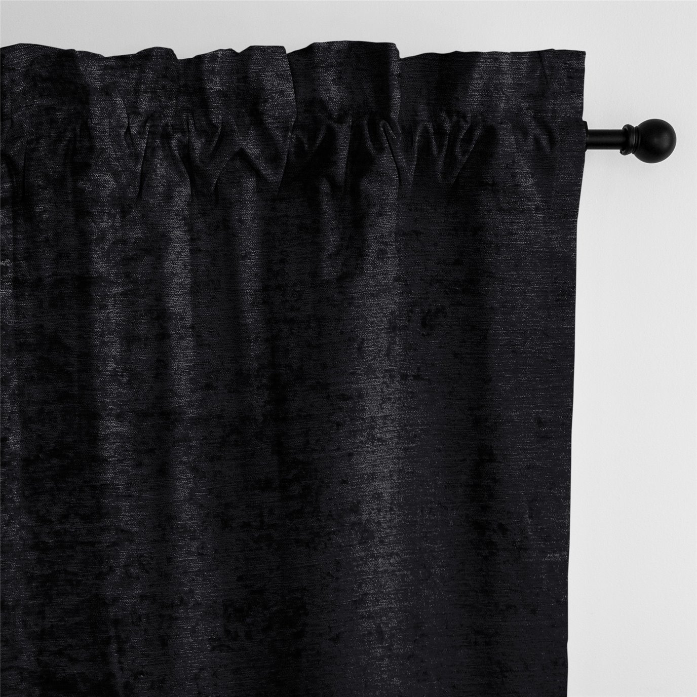 Juno Velvet Black Pole Top Drapery Panel - Pair - Size 50"x96"