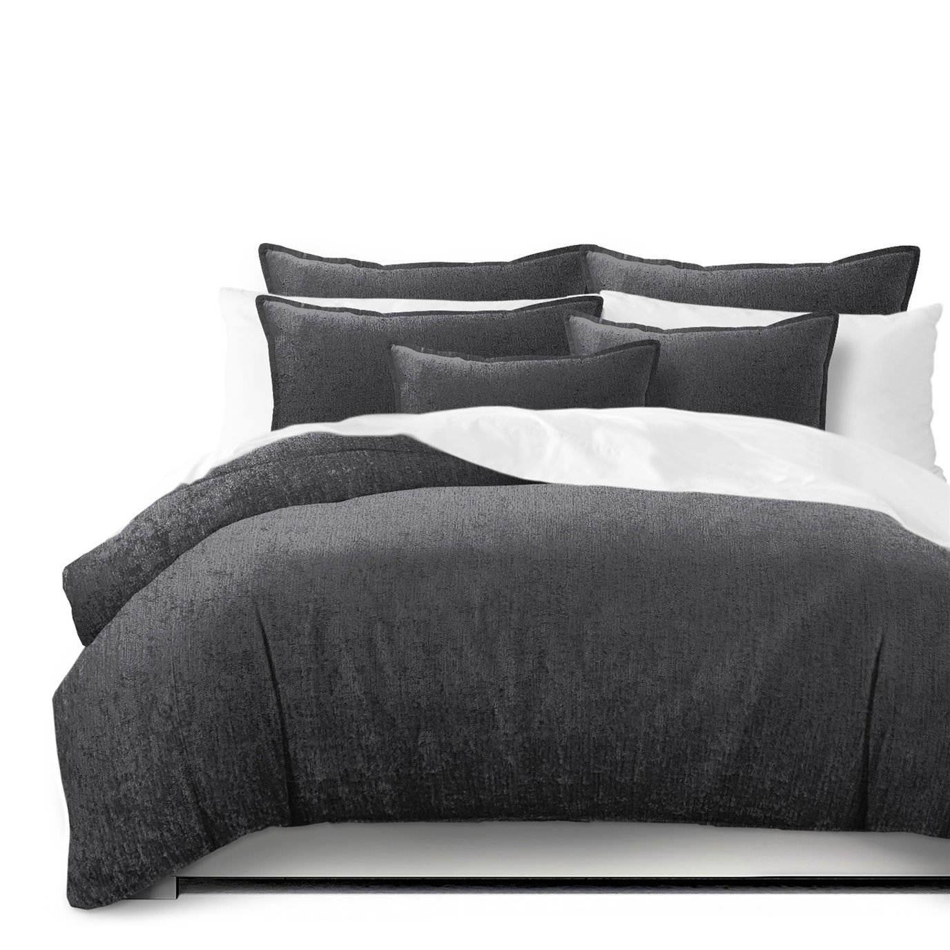 Juno Velvet Gray Comforter and Pillow Sham(s) Set - Size Super King