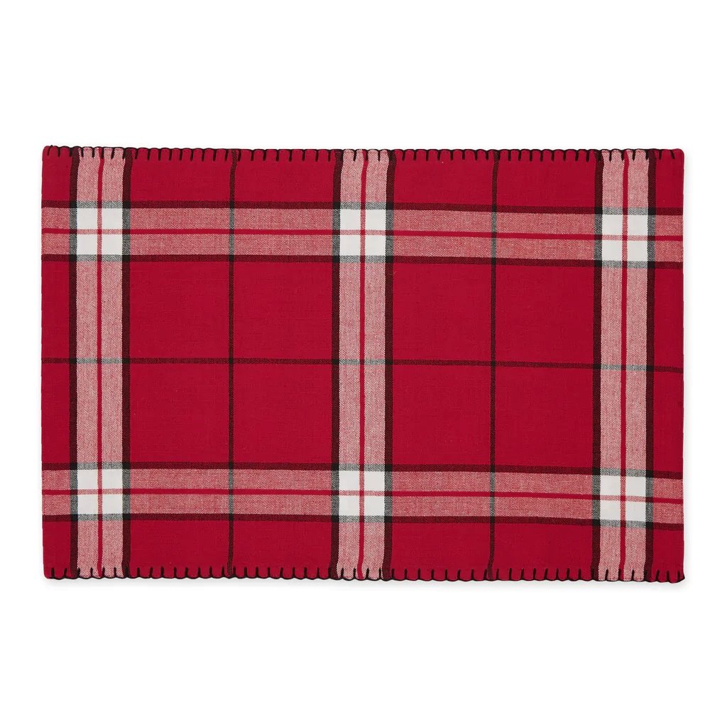 Sleigh Bells Plaid Embellished Placemat