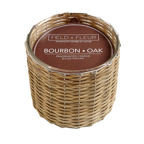 Bourbon Oak 2 Wick Handwoven Candle 12oz.