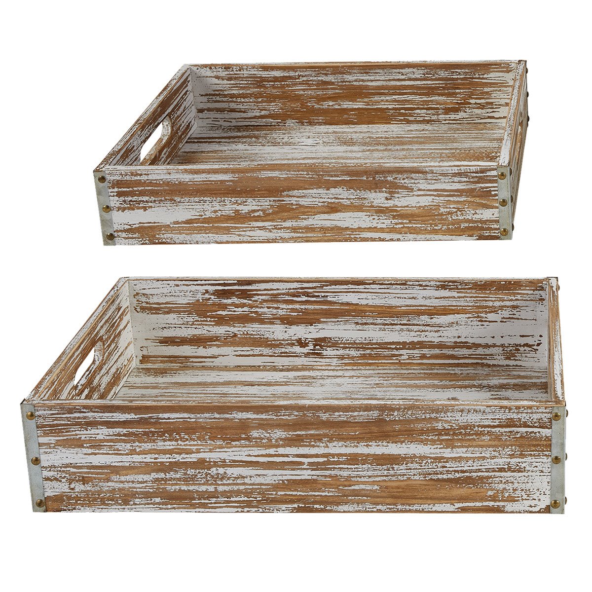 Distressed Wood Table Crates - Set of Two