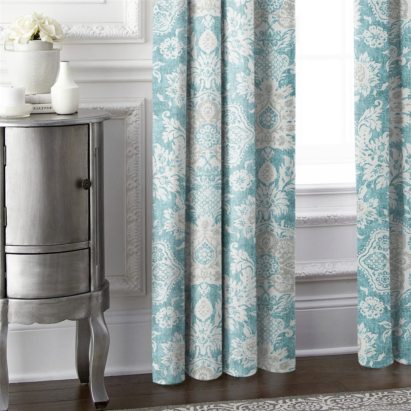 Osha Aqua/Teal Pinch Pleat Drapery Panel - Size (40" W x 144" L) by 6ix ...