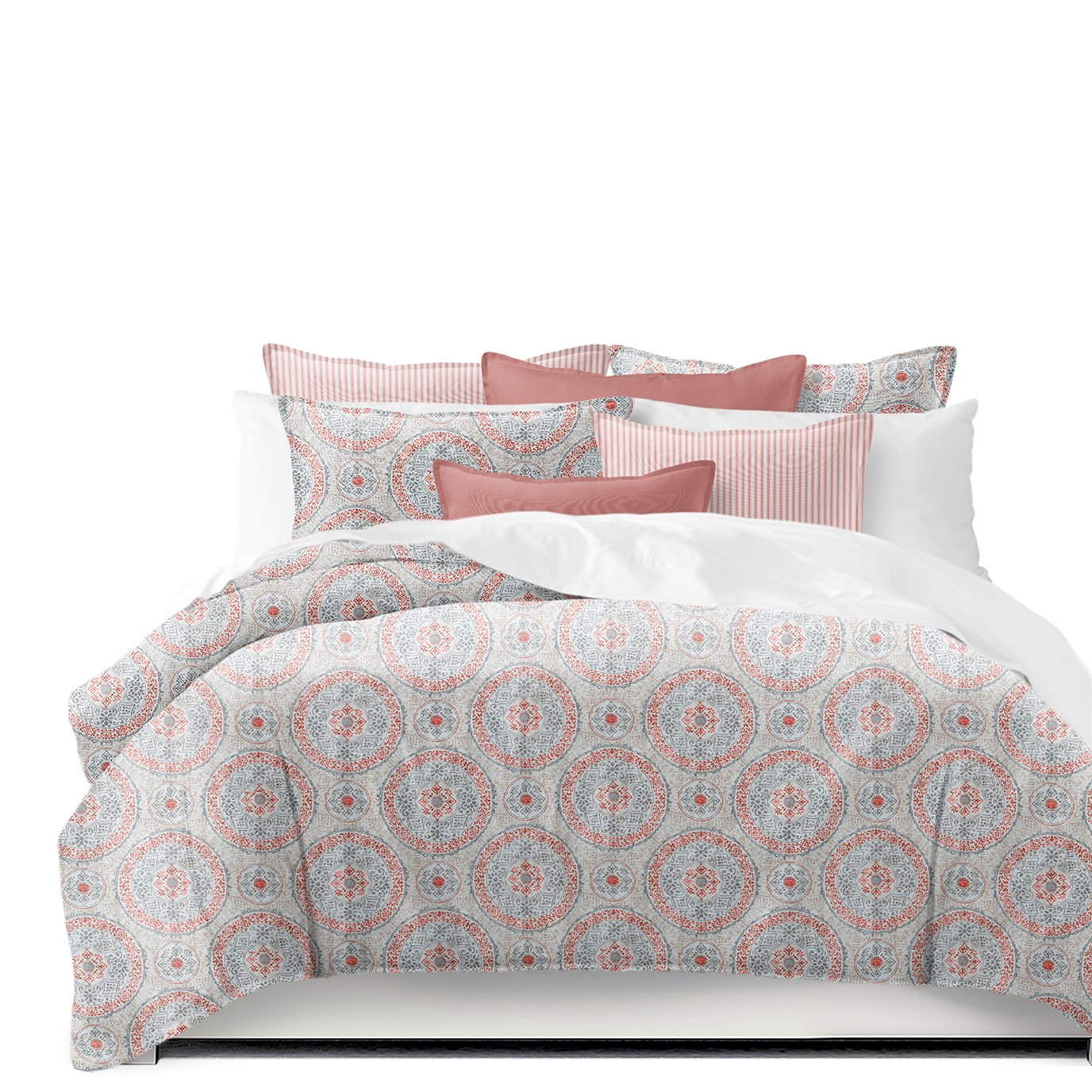 Zayla Coral Queen Coverlet & 2 Shams Set
