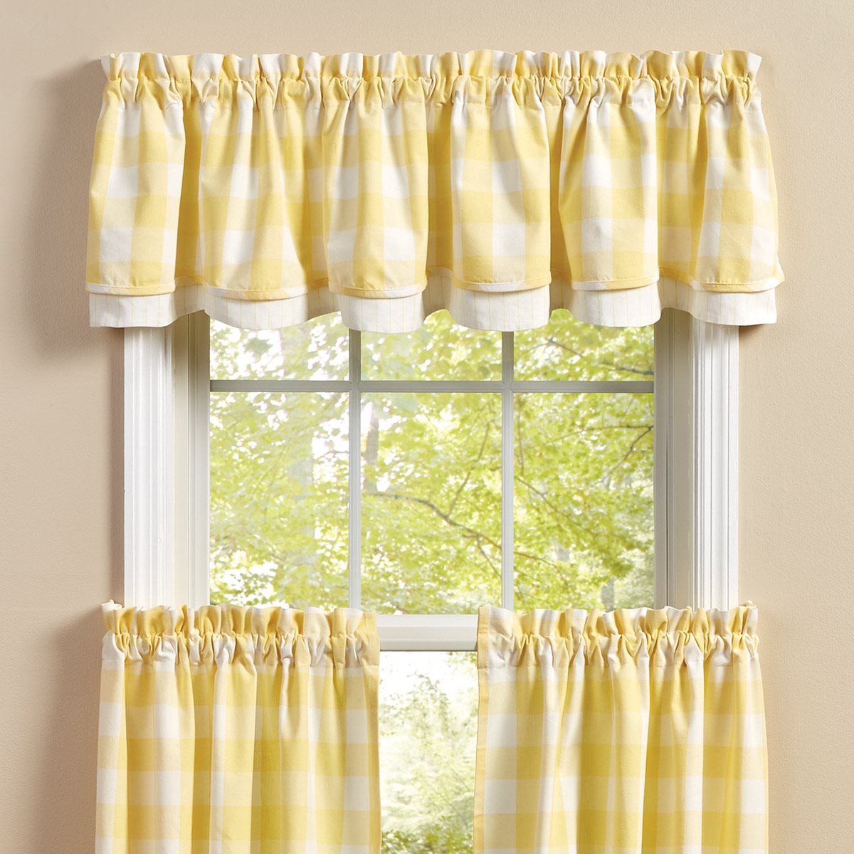 Wicklow Check Lined Layered Valance 72X16 Yellow