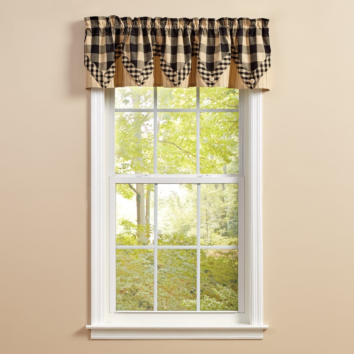 Wicklow Check Lined Point Valance 72X15 Black