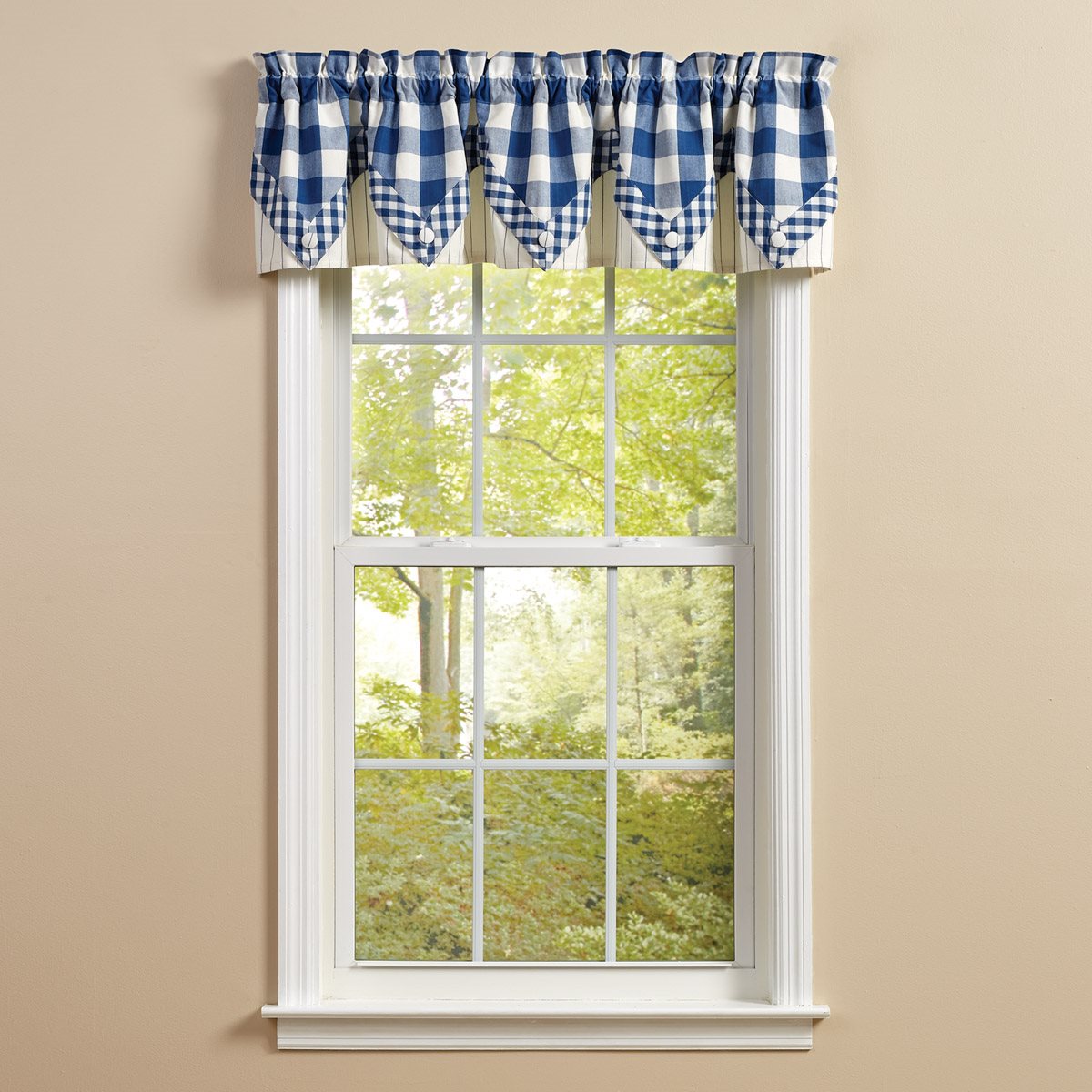 Wicklow Check Lined Point Valance 72X15 China Blue