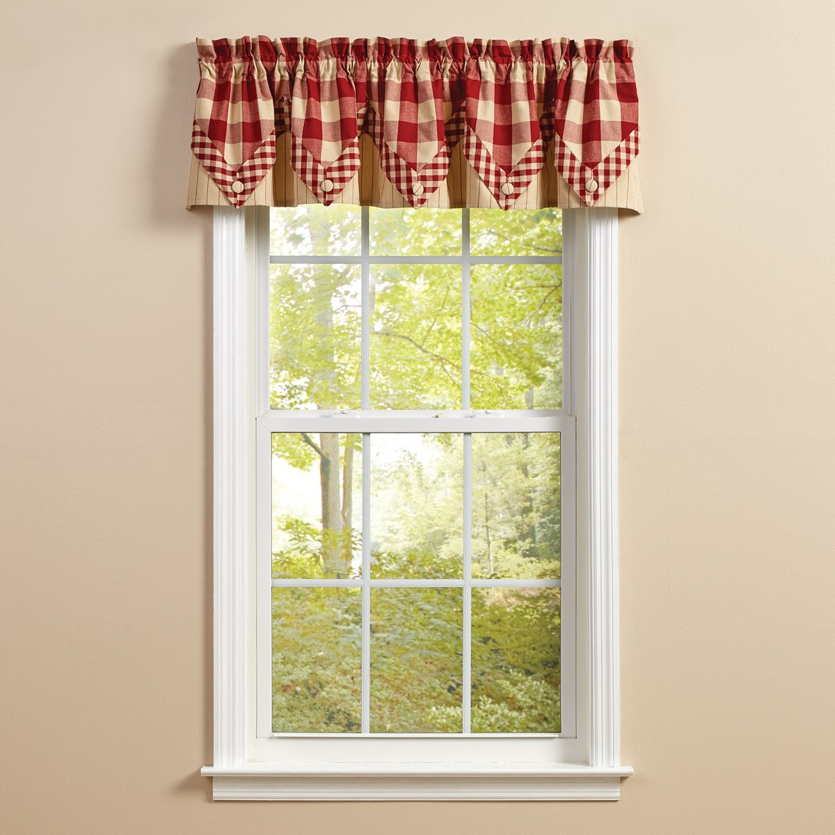 Wicklow Check Lined Point Valance 72X15 Garnet