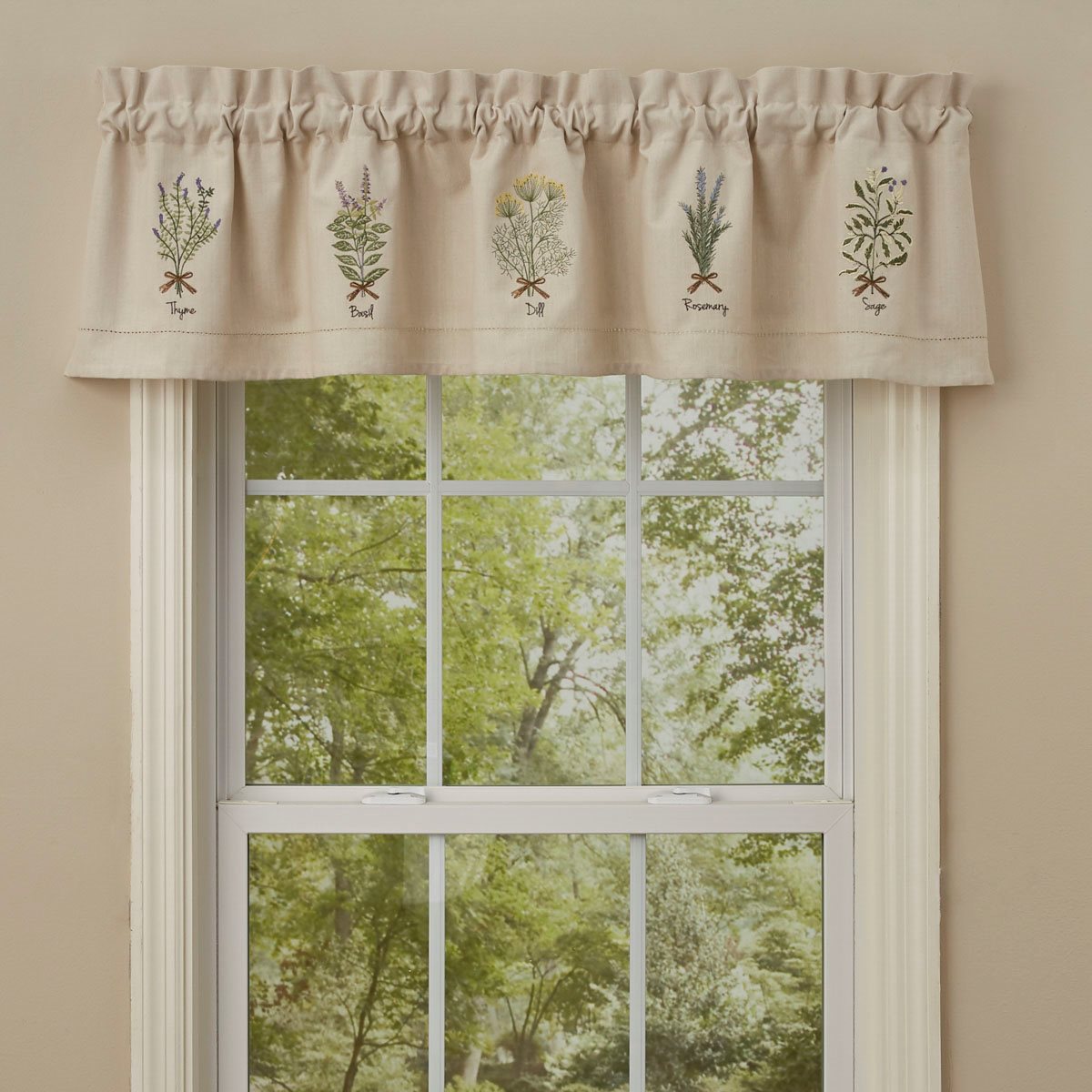 Herb Embroidered Lined Valance 60X14