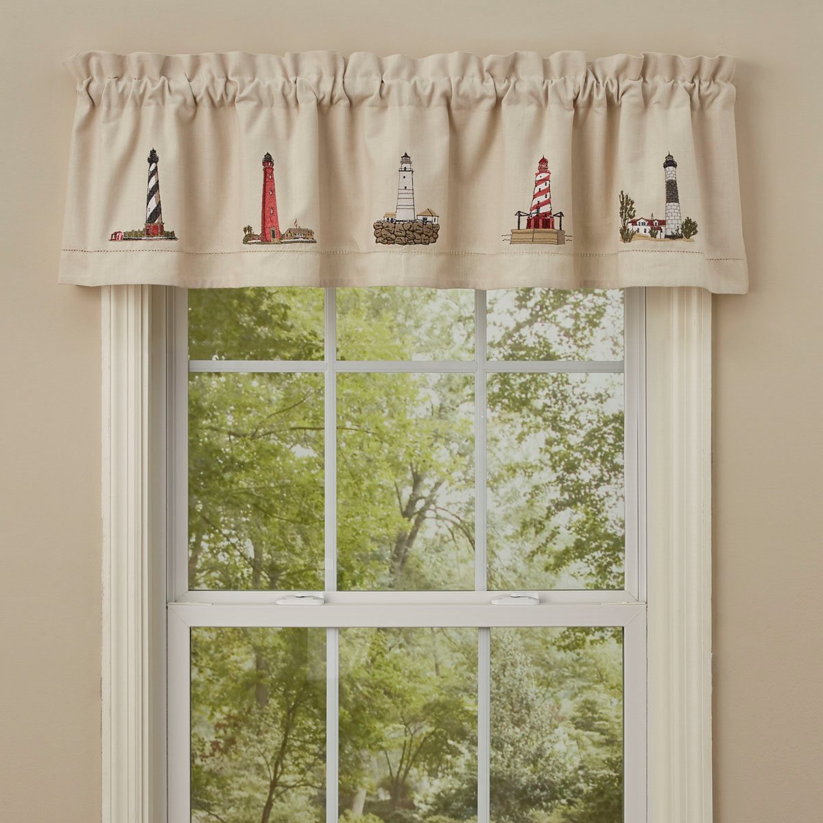 Lighthouse Embroidered Lined Valance 60X14