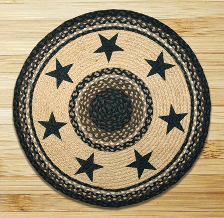 Black Stars Round Braided Rug 27 X27 By Earth Rugs Black Stars Round Braided Rug 27 X27, Black Round Braided Rugs