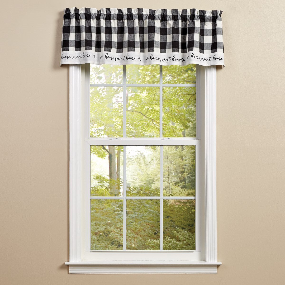 Wicklow Check Home Lined Valance 60X14 Black/Cream