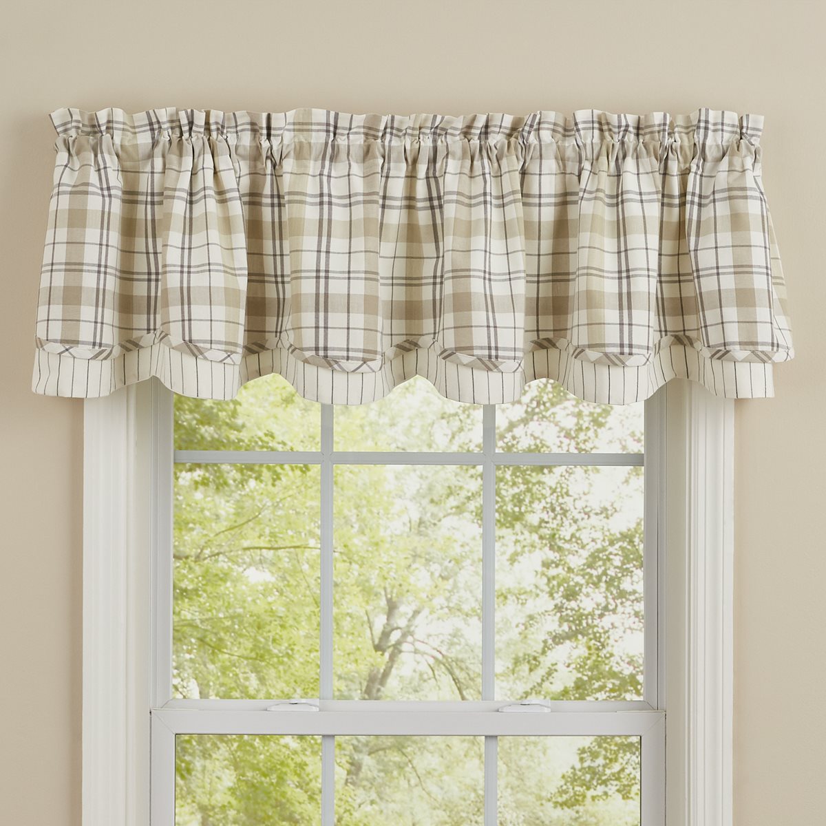 In The Meadow Plaid Lined Layered Valance 72x16 By Park Designs