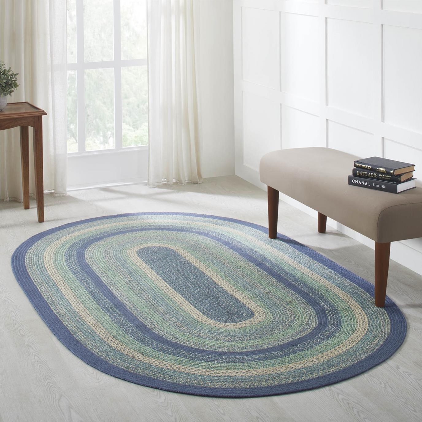 【美品】入江佑子 puffy oval long  26cm Jolie Jute Rug Oval w/ Pad 60x96 by April & Olive - VHC Brands