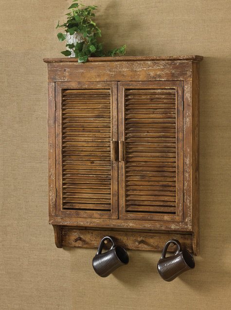 Distressed Wood Shutter Cabinet 26" x 32"