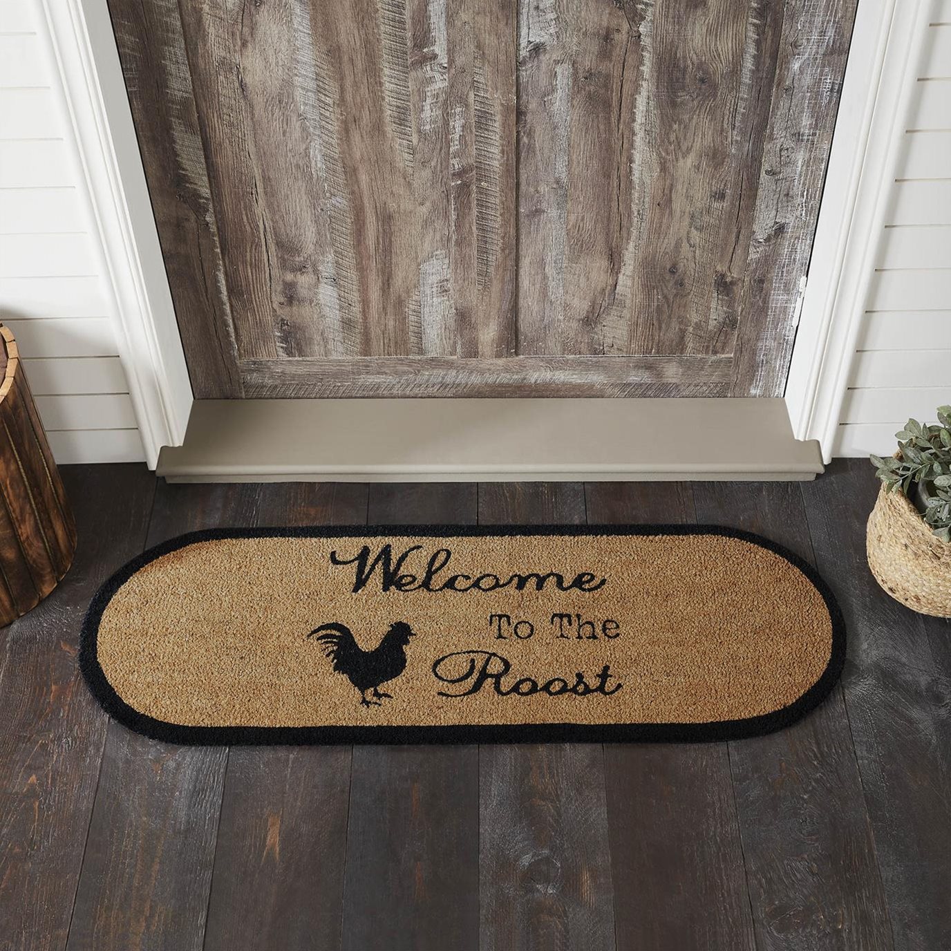 Down Home Welcome to the Roost Coir Rug Oval 17x48