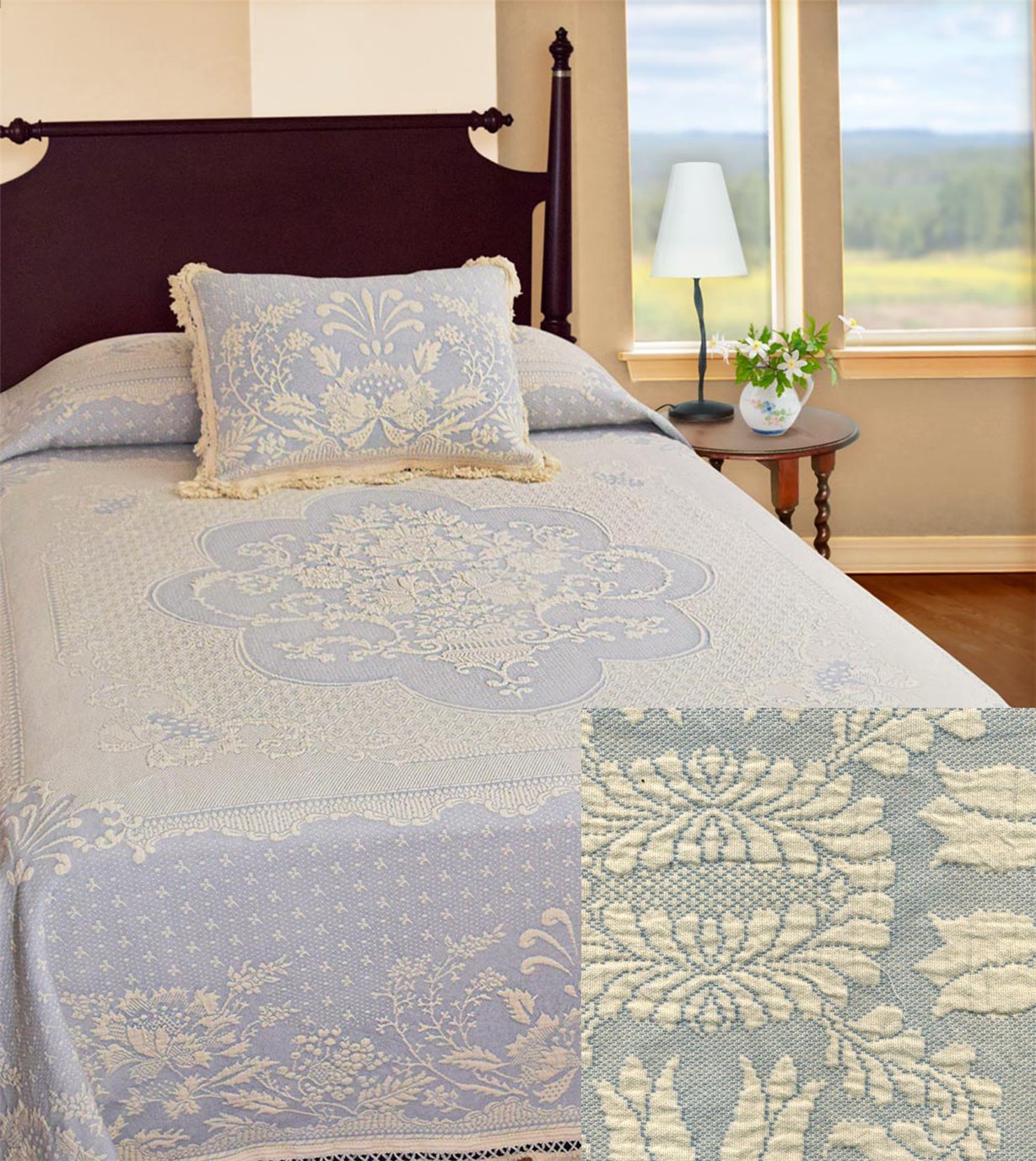 Abigail Style King French Blue Bedspread
