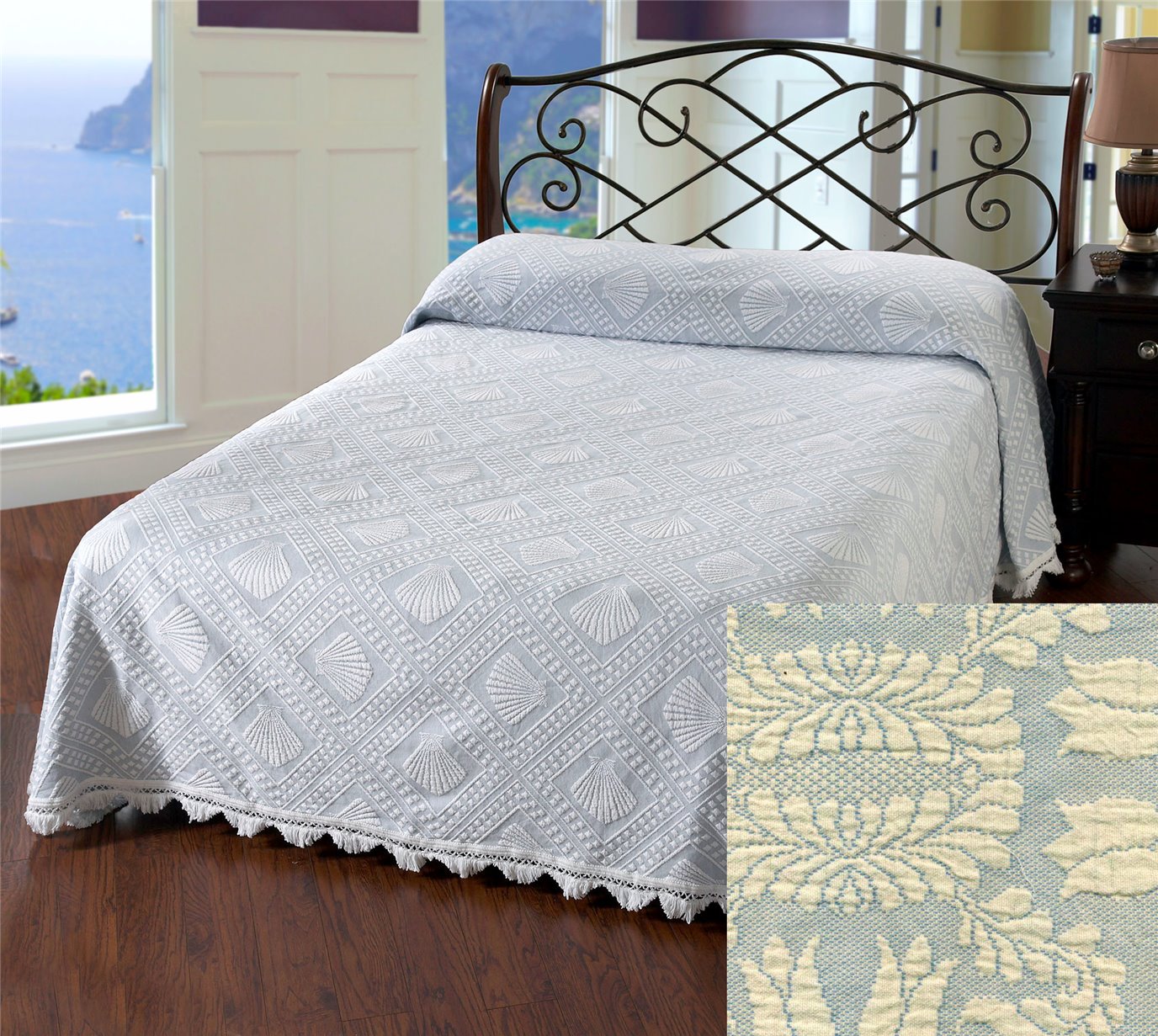 Cape Cod Queen French Blue Bedspread
