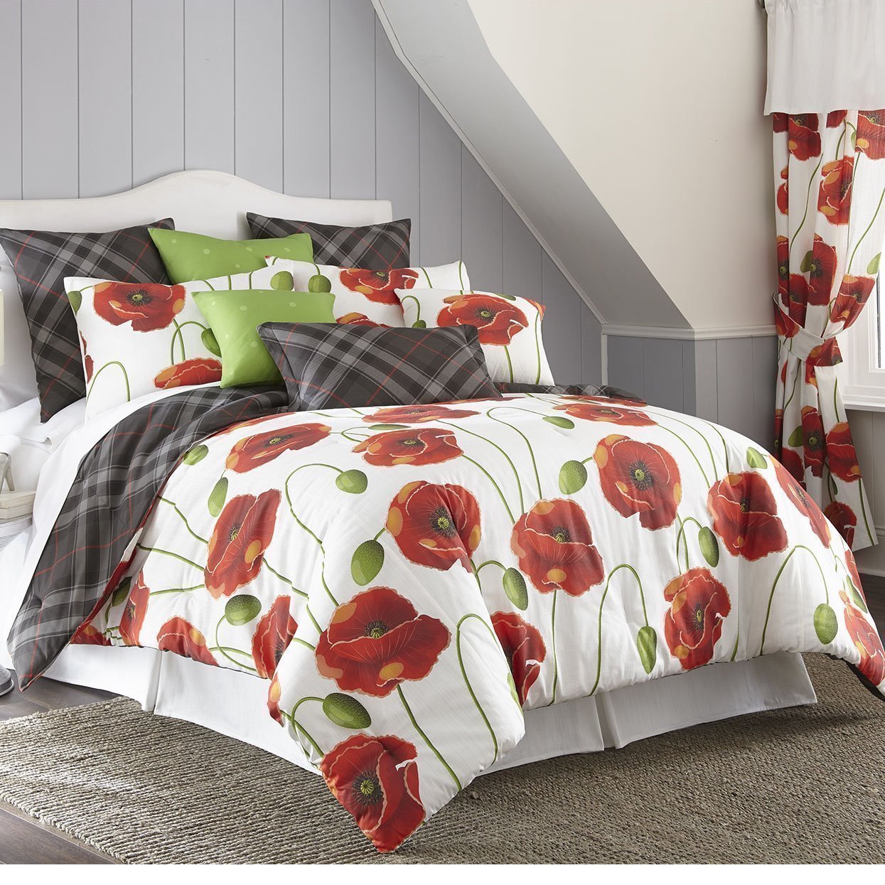Poppy Plaid Reversible Duvet Cover Set King By Colcha Linens Pc