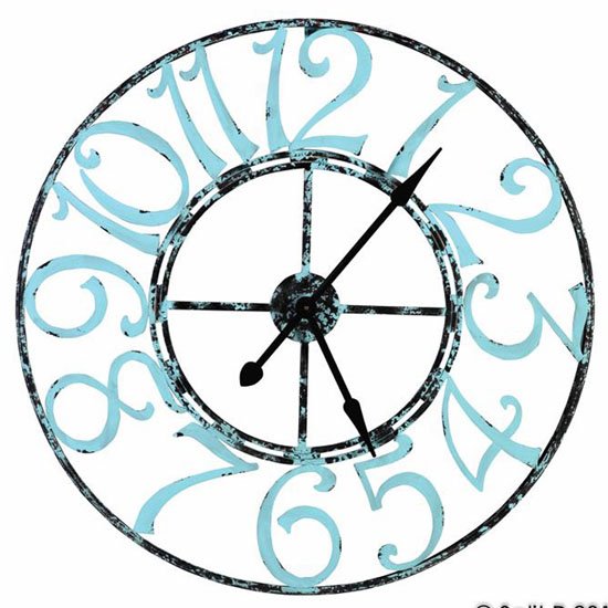 Spa Blue Metal Clock