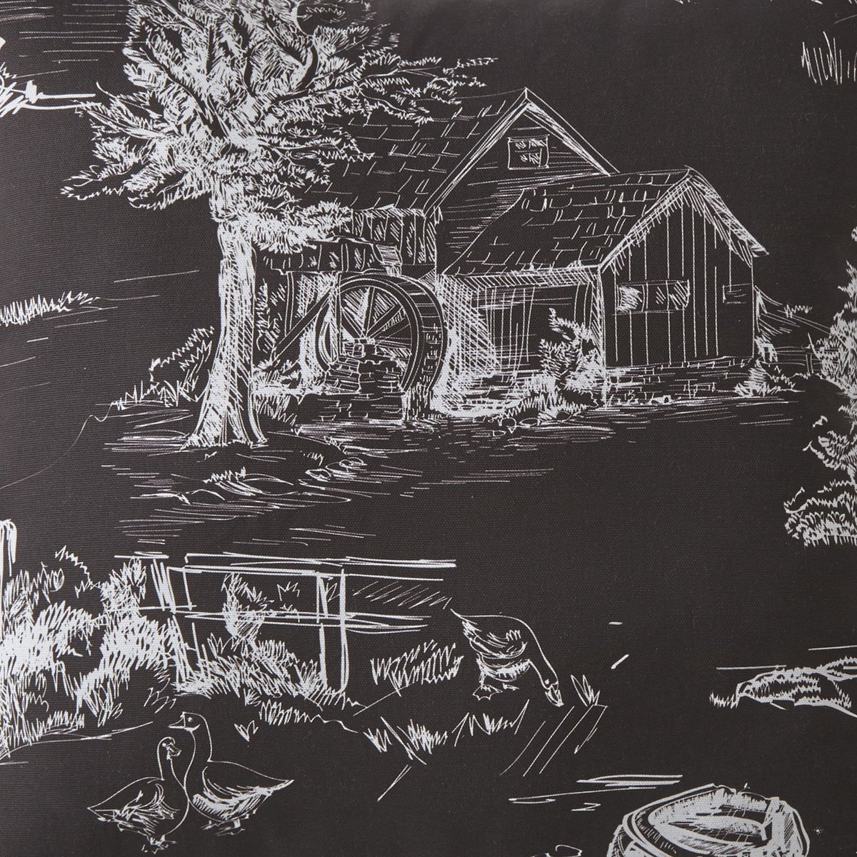 Toile Back In Black Drapery Panels Each Black Background White