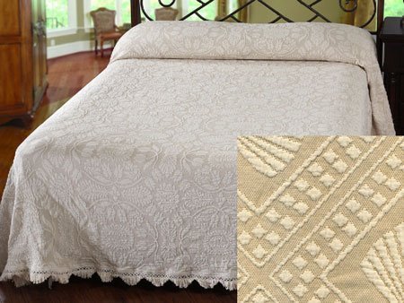 Colonial Rose Full Linen Bedspread