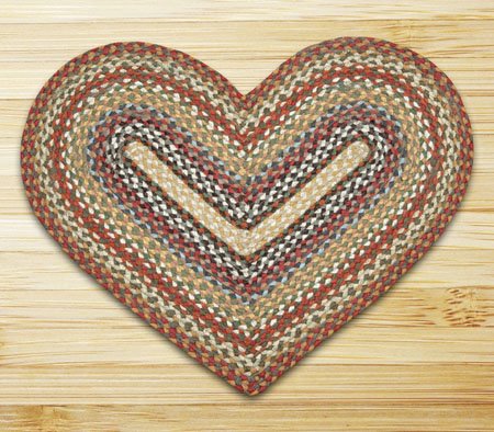 Honey/Vanilla/Ginger Heart Shaped Braided Rug 20"x30" Thumbnail