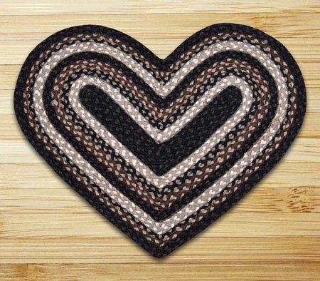 Mocha/Frappuccino Heart Shaped Braided Rug 20"x30" Thumbnail