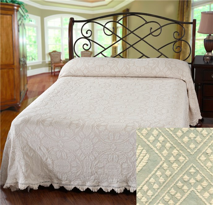 Colonial Rose Queen Sage/Natural Bedspread Thumbnail