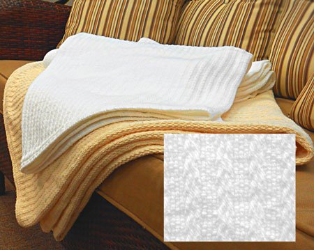 Cable Weave Blanket Full/Queen White Thumbnail