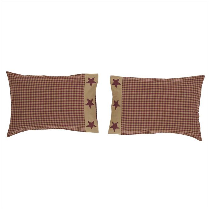 Ninepatch Star Standard Pillow Case w/Applique Border Set of 2 21x30 Thumbnail