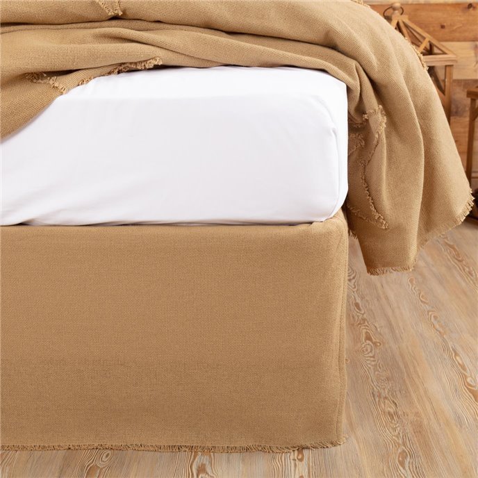 Burlap Natural Fringed King Bed Skirt 78x80x16 Thumbnail