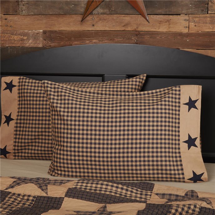 Teton Star Standard Pillow Case Applique Star Border Set of 2 21x30 Thumbnail