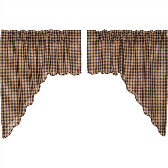 Navy Check Scalloped Swag Set of 2 36x36x16 Thumbnail