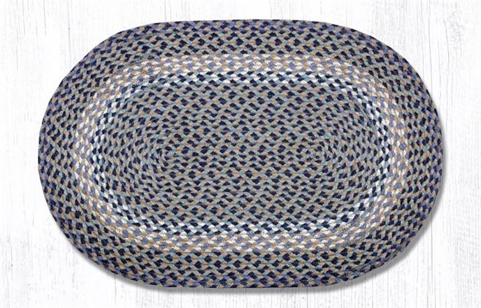 Blue/Natural Oval Braided Rug 20"x30" Thumbnail