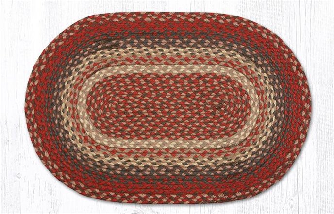 Burgundy Oval Braided Rug 20"x30" Thumbnail