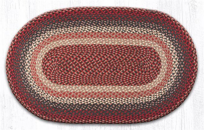 Burgundy Oval Braided Rug 27"x45" Thumbnail