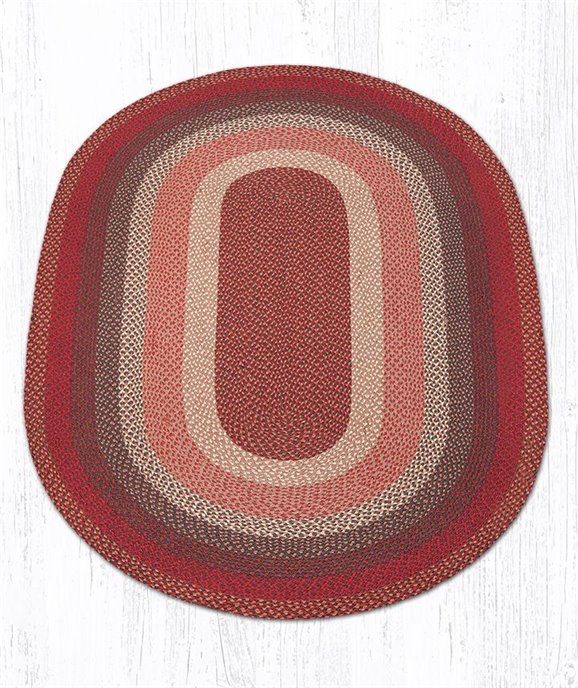 Burgundy Oval Braided Rug 5'x8' Thumbnail