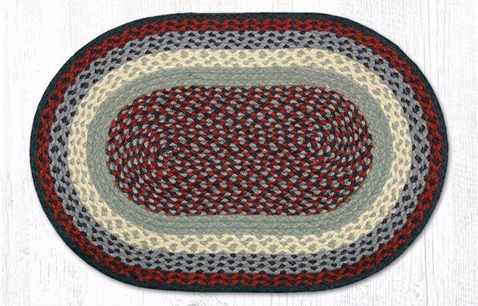 Blue/Burgundy Oval Braided Rug 20"x30" Thumbnail