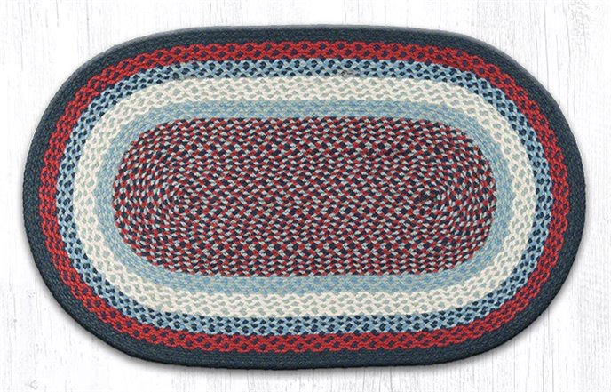 Blue/Burgundy Oval Braided Rug 27"x45" Thumbnail