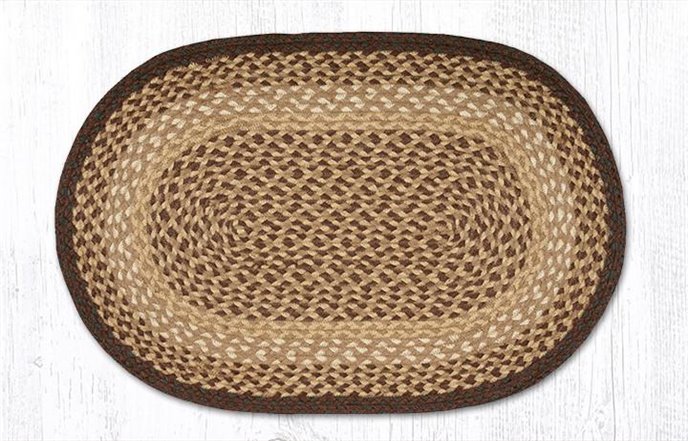 Chocolate/Natural Oval Braided Rug 20"x30" Thumbnail