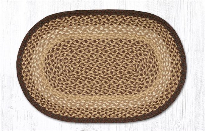 Chocolate/Natural Oval Braided Rug 20"x30" Thumbnail