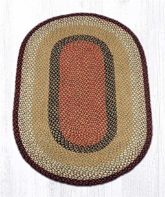 Burgundy/Mustard Oval Braided Rug 3'x5' Thumbnail