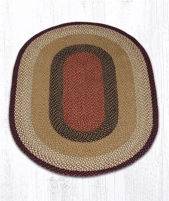 Burgundy/Mustard Oval Braided Rug 4'x6' Thumbnail